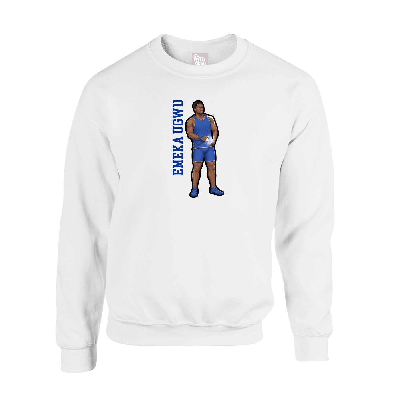 Fleece Crew — Name Vertical in White