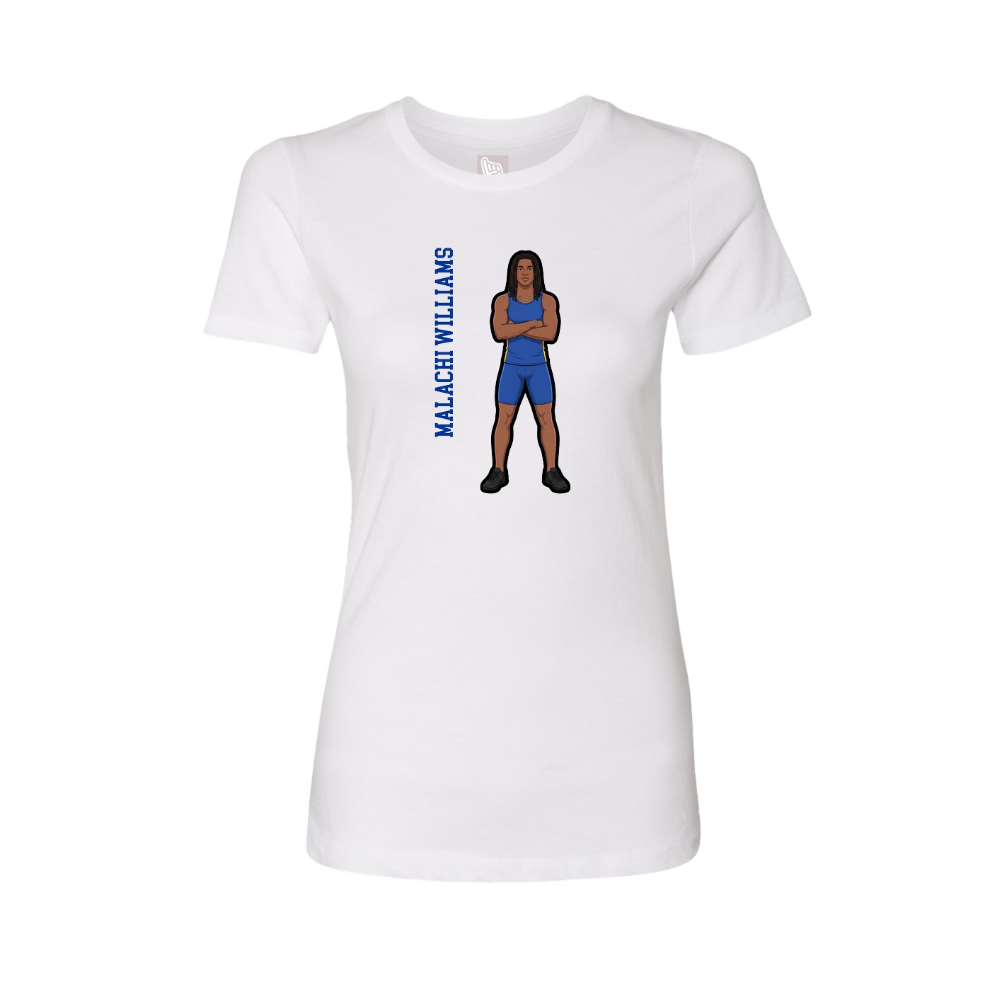 Fitted Women's Tee — Name Vertical in White
