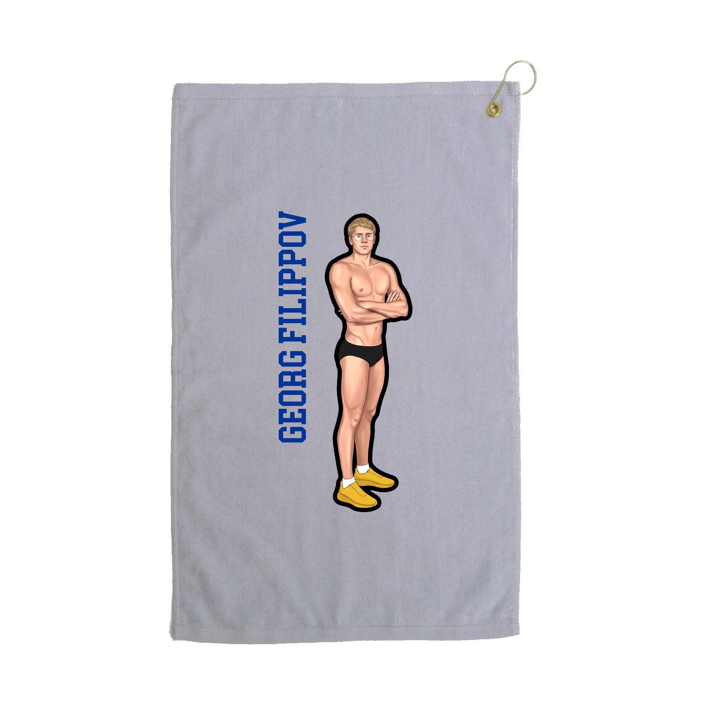 Golf Towel — Name Vertical in Grey