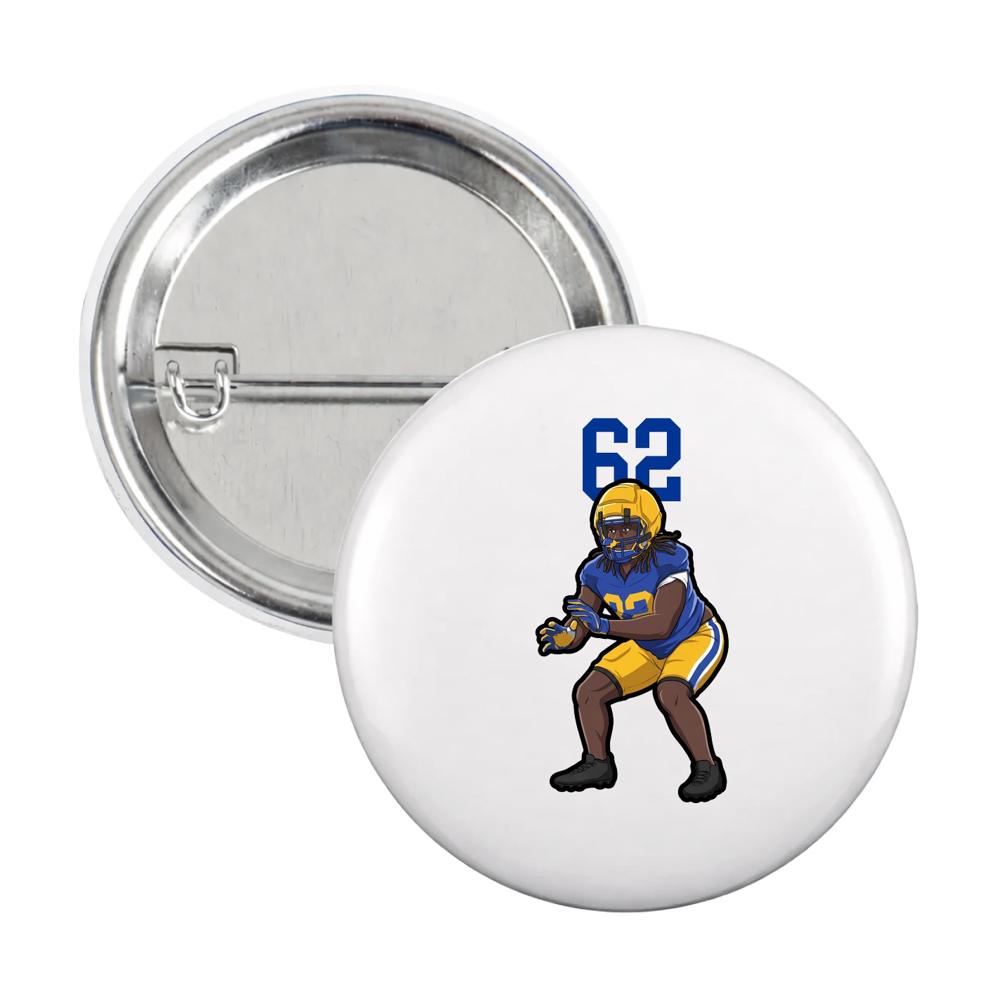 Game Day Button — Number Top in White