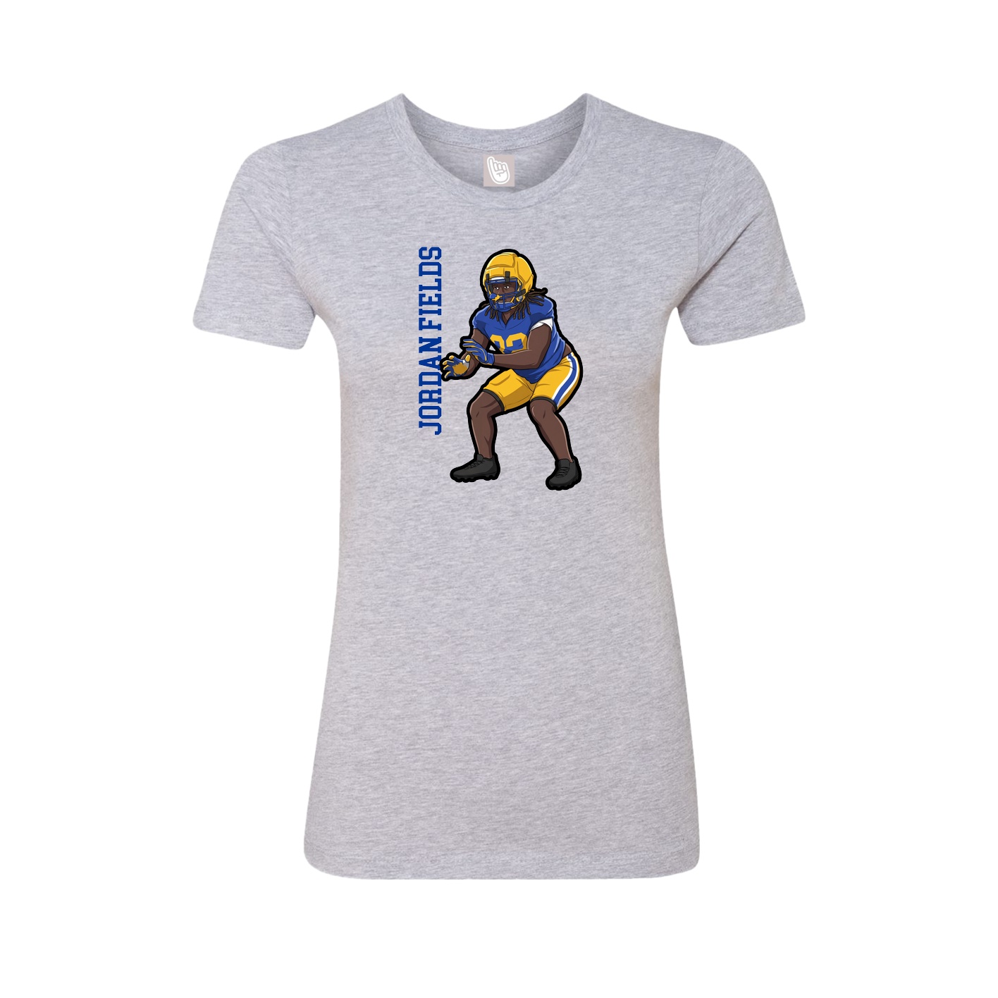Womens Tee — Name Vertical in Grey