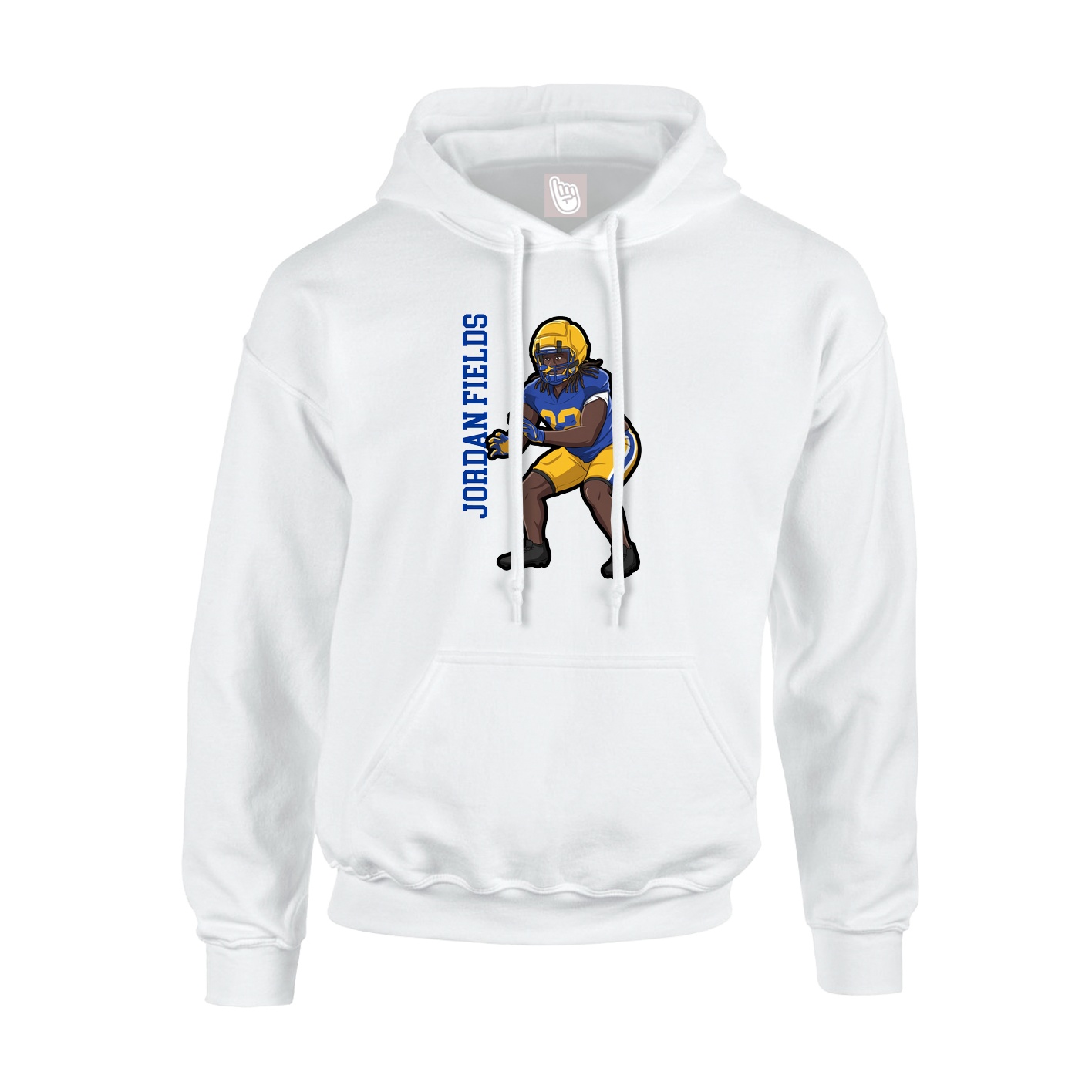 Youth Hoodie — Name Vertical in White