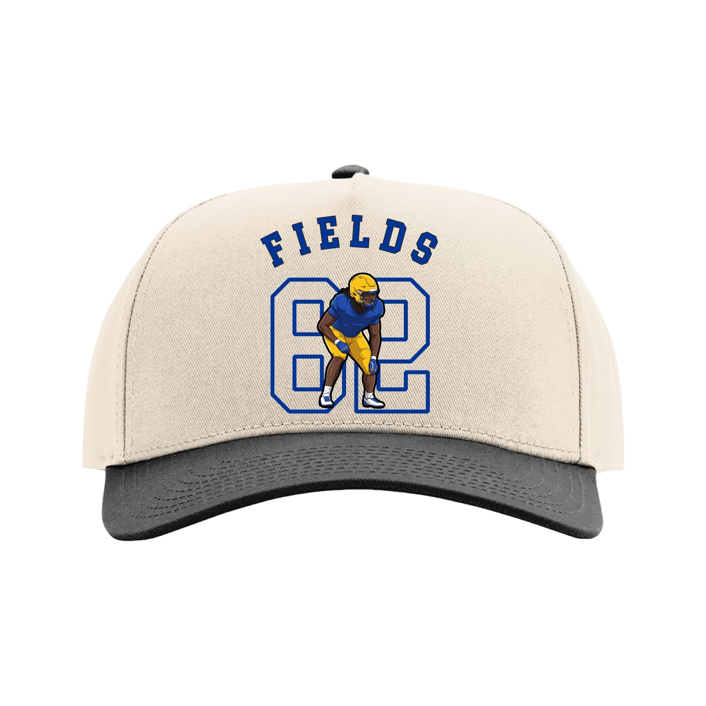 Full Fabric Five-Panel Champ Cap — Shirsey Arch in Cream/Black