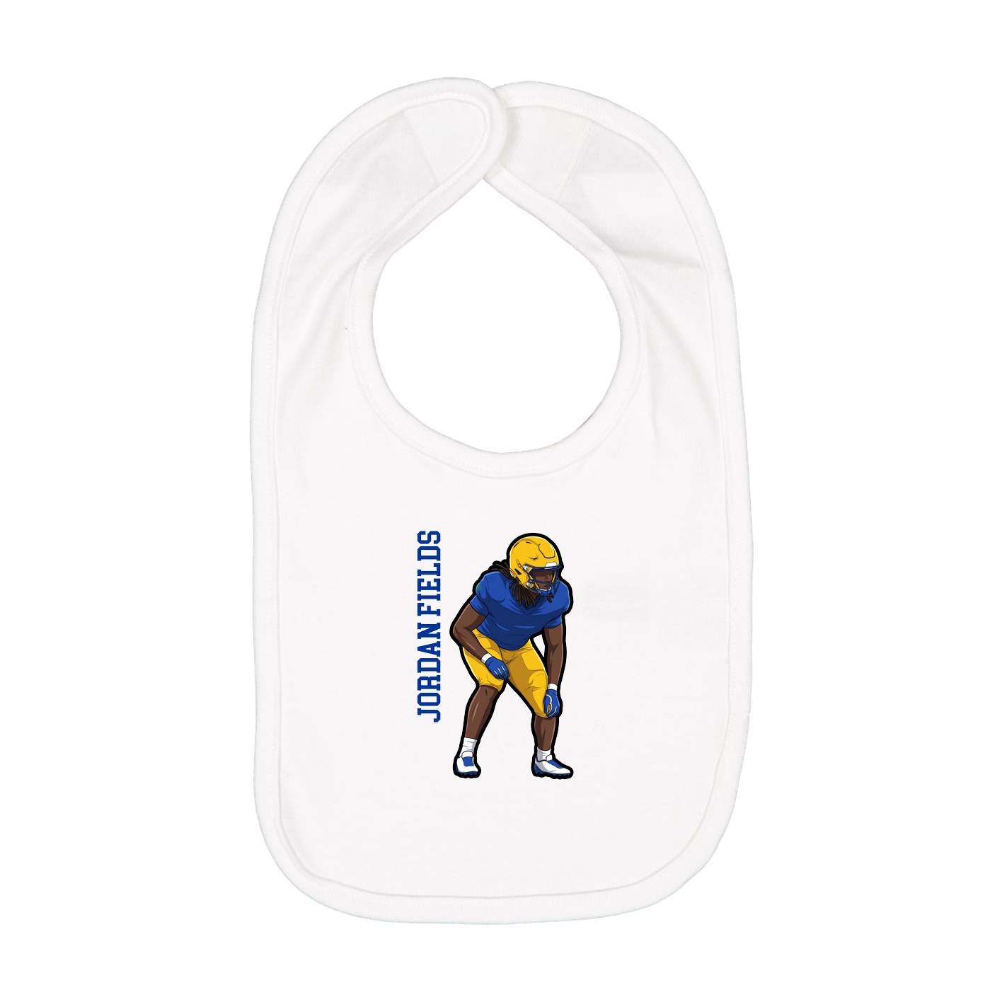 Infant Bib — Name Vertical in White
