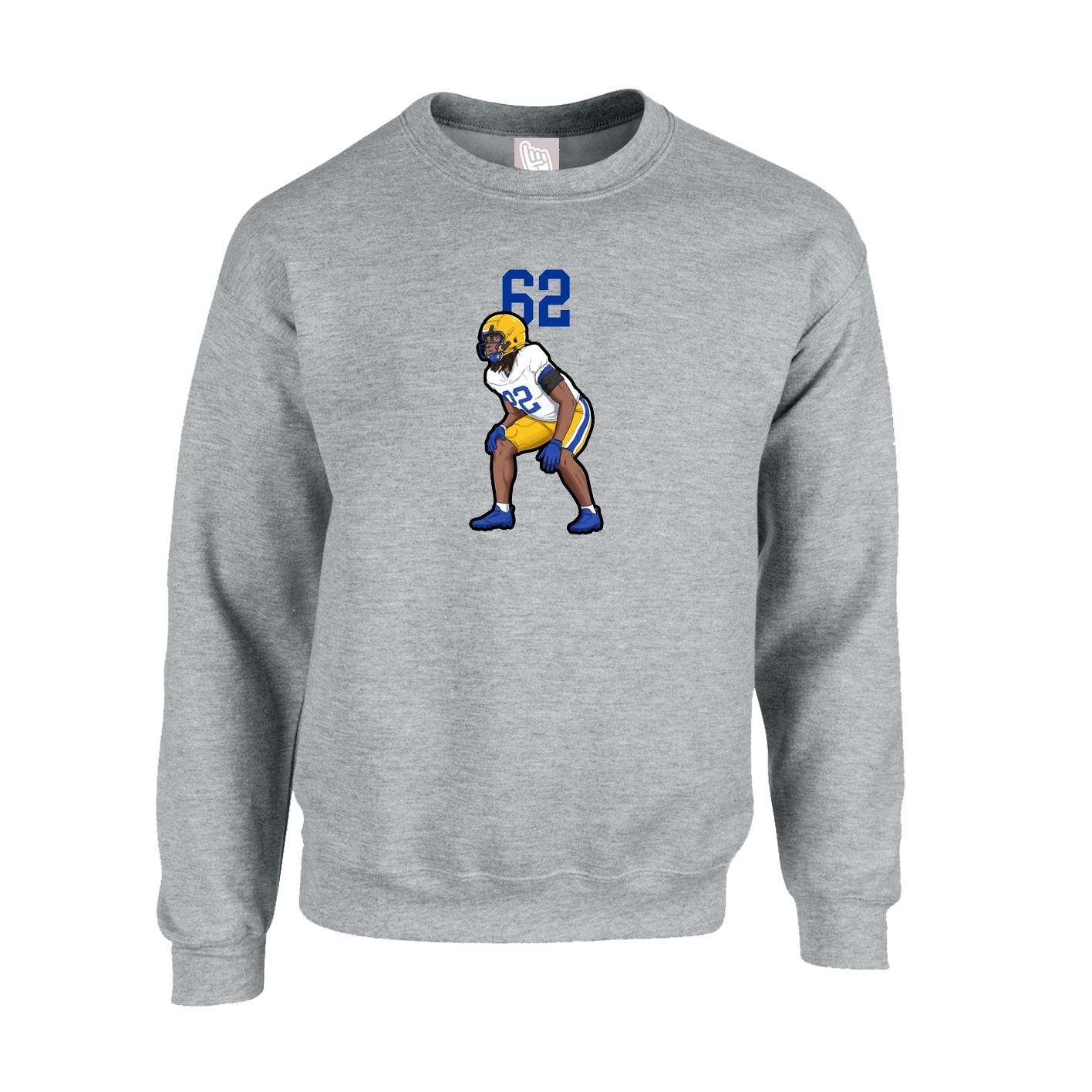 Fleece Crew — Number Top in Grey