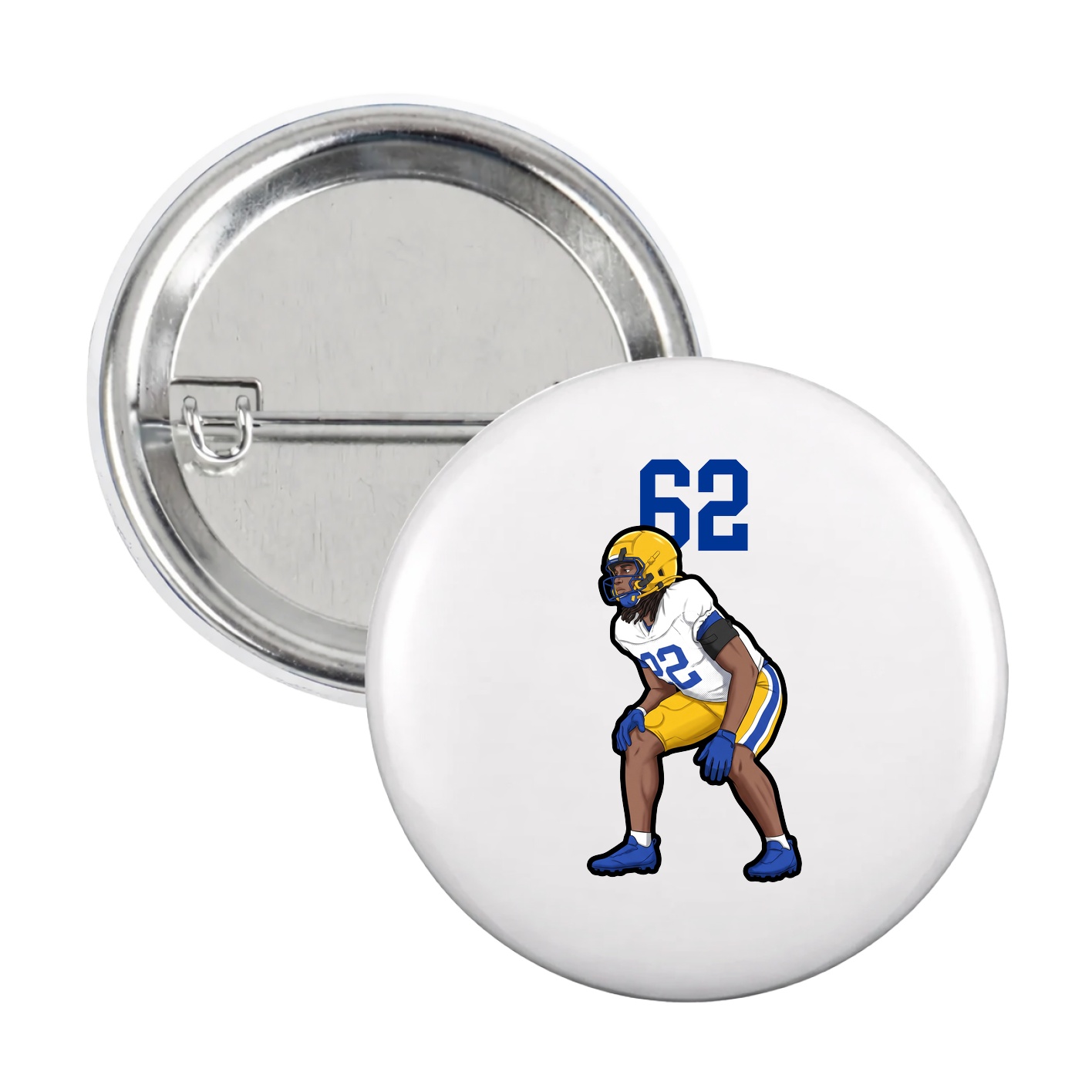 Game Day Button — Number Top in White