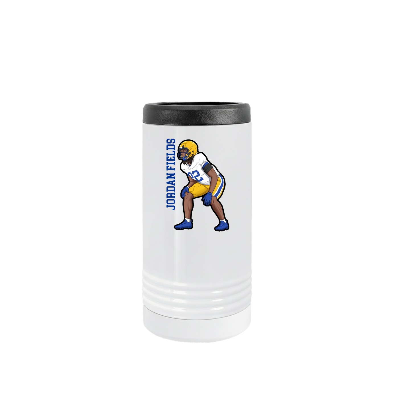 Slim Beverage Holder — Name Vertical in White