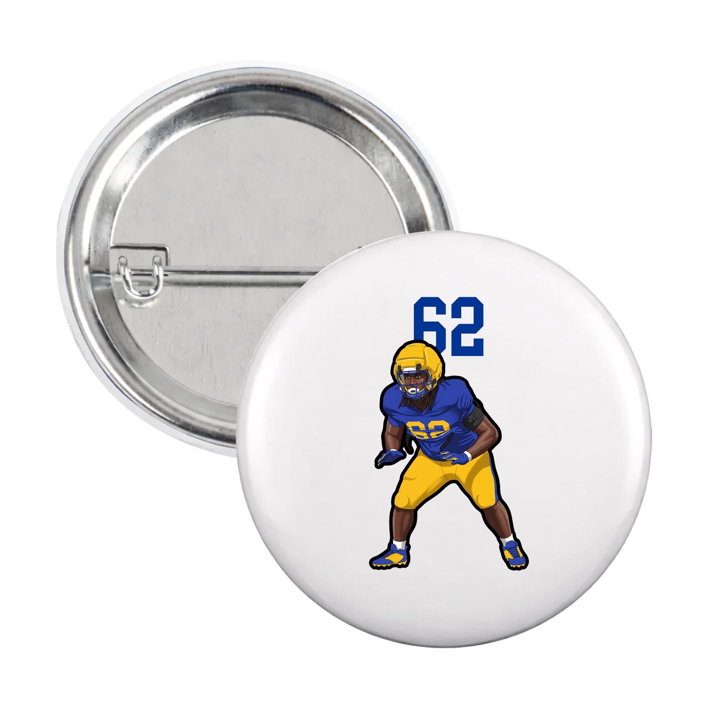 Game Day Button — Number Top in White
