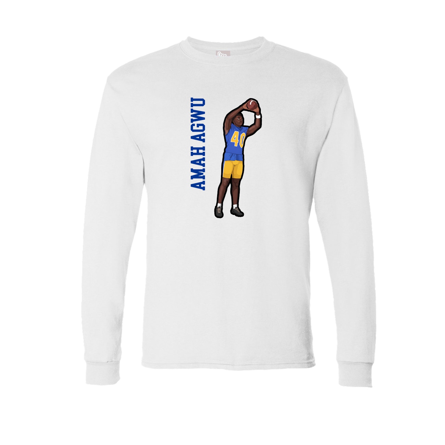 Long Sleeve Tee — Name Vertical in White