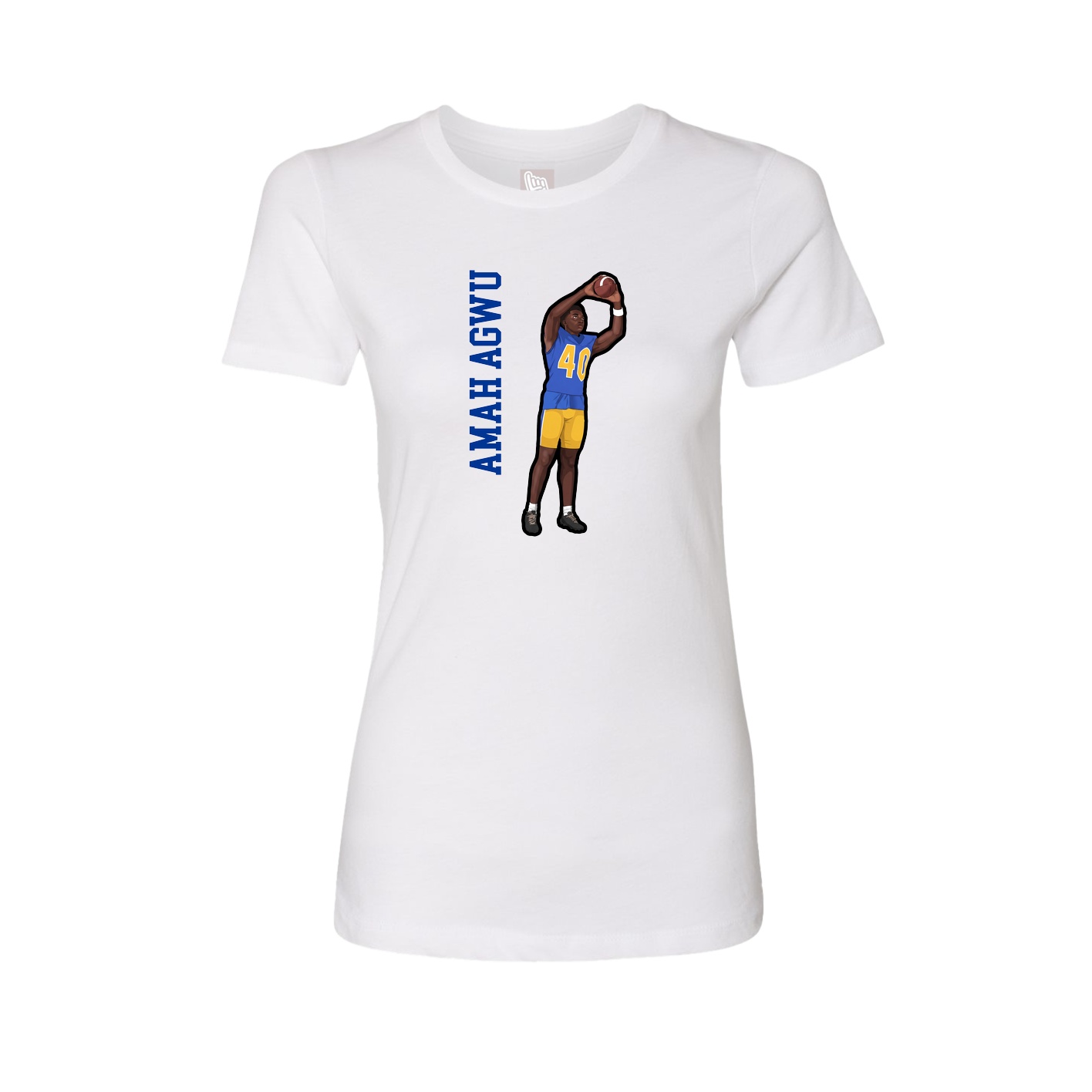 Womens Tee — Name Vertical in White
