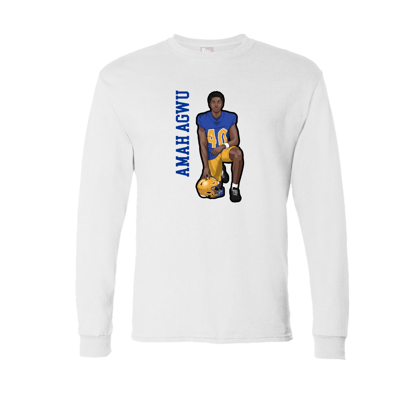Long Sleeve Tee — Name Vertical in White