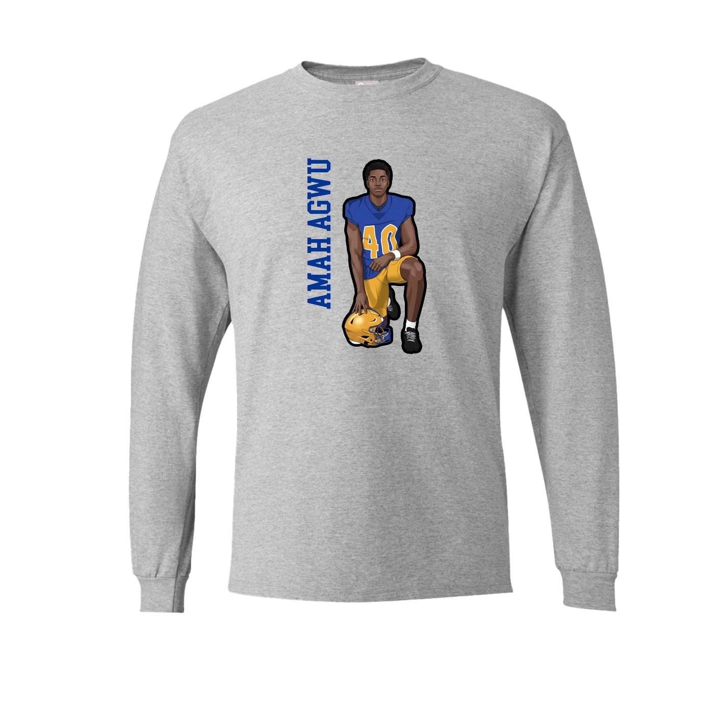 Long Sleeve Tee — Name Vertical in Grey