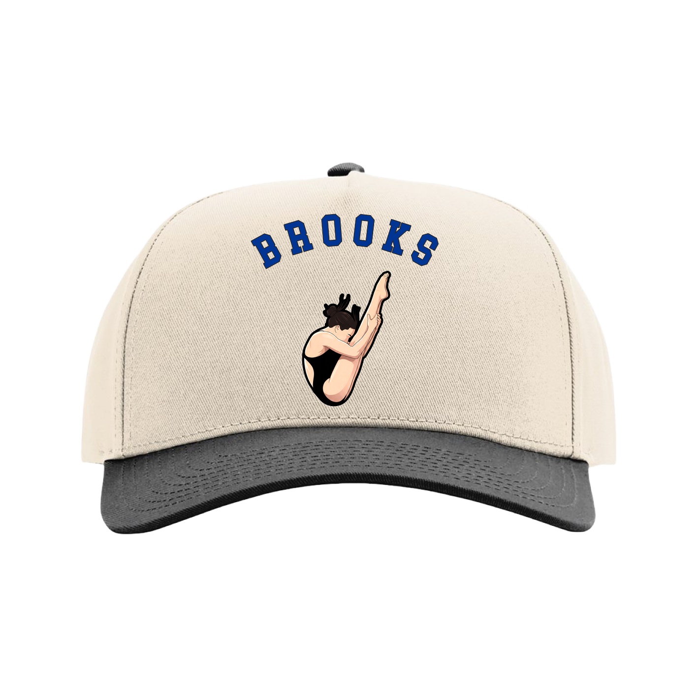 Full Fabric Five-Panel Champ Cap — Shirsey Arch in Cream/Black