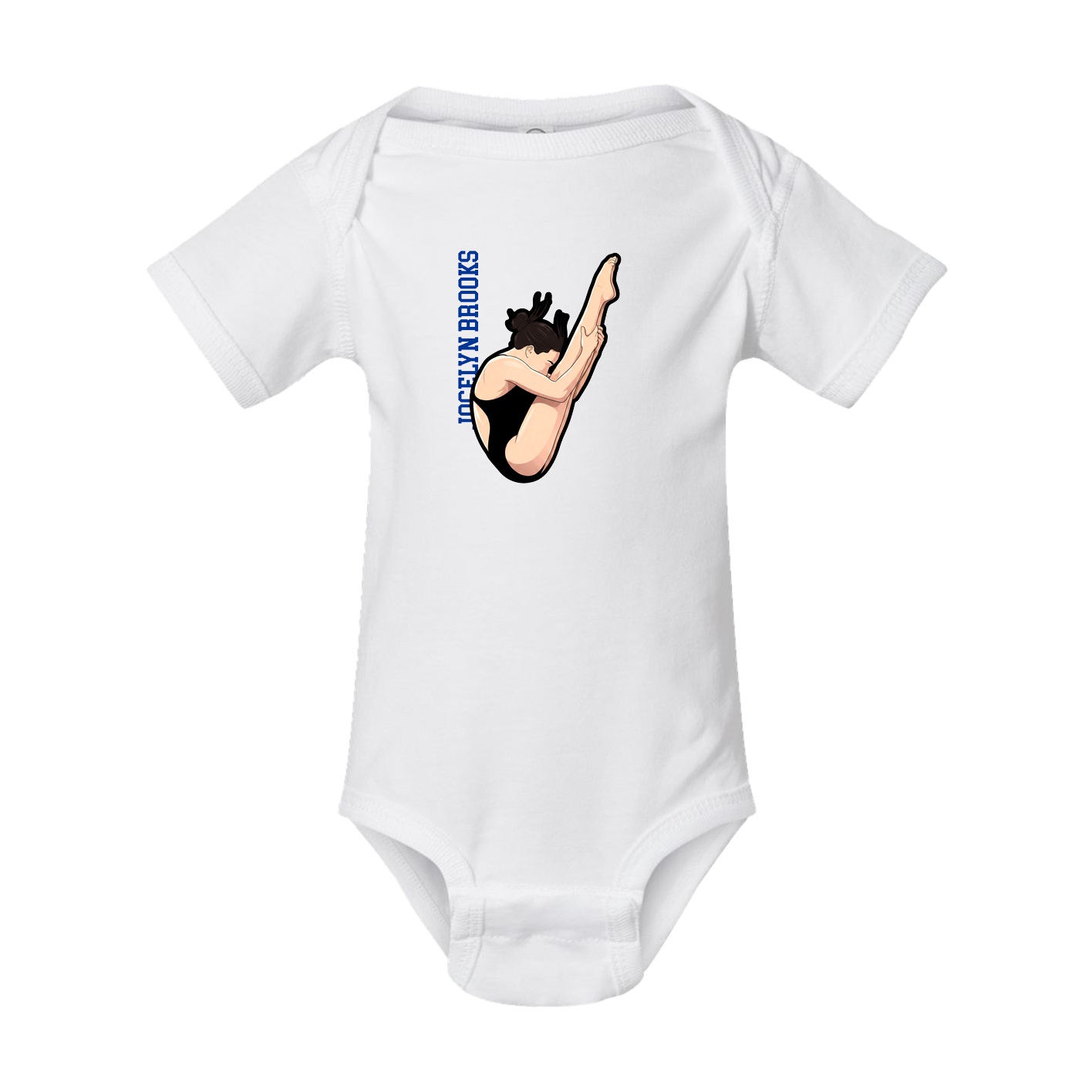 Baby Onesie — Name Vertical in White