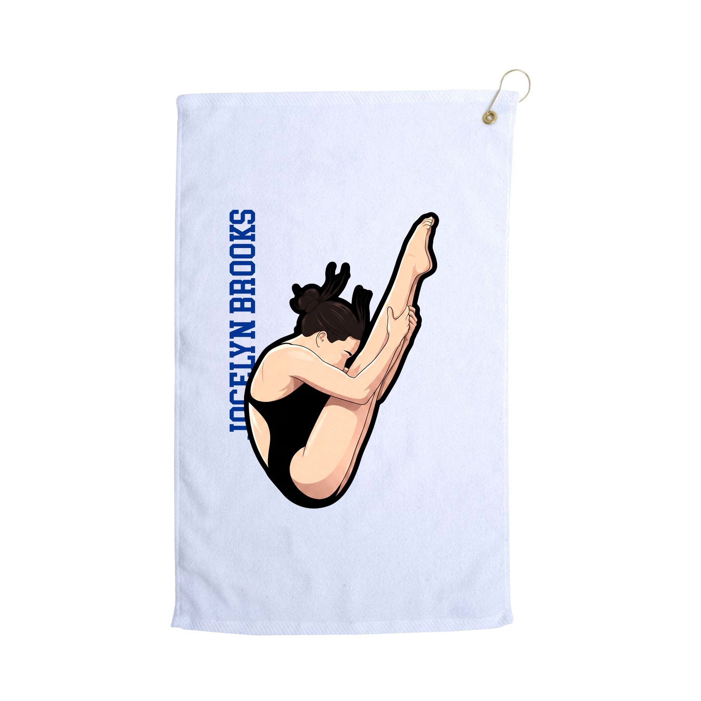 Golf Towel — Name Vertical in White