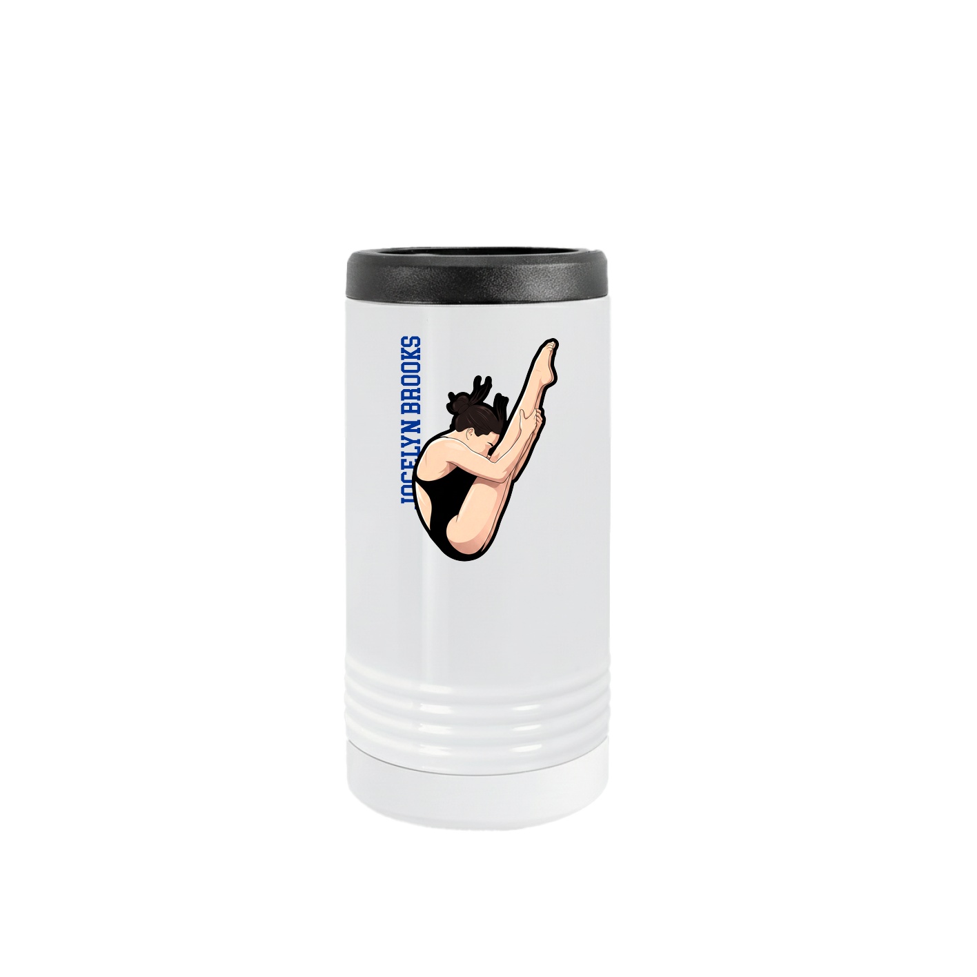 Slim Beverage Holder — Name Vertical in White