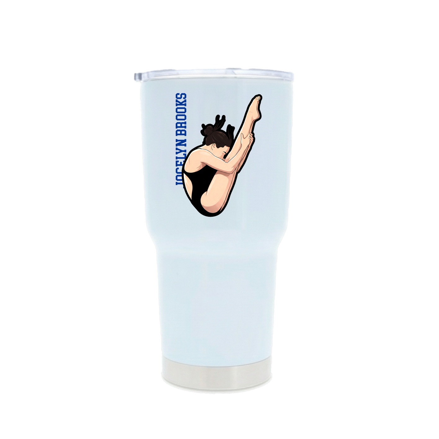 30oz Stainless Steel Tumbler — Name Vertical in White