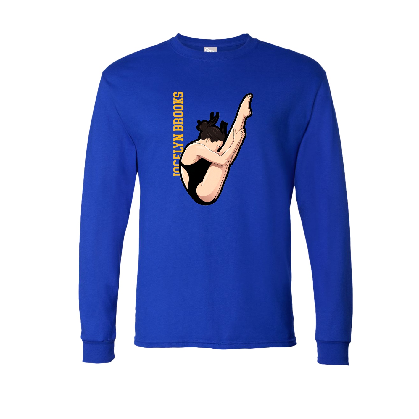 Long Sleeve Tee — Name Vertical in Royal