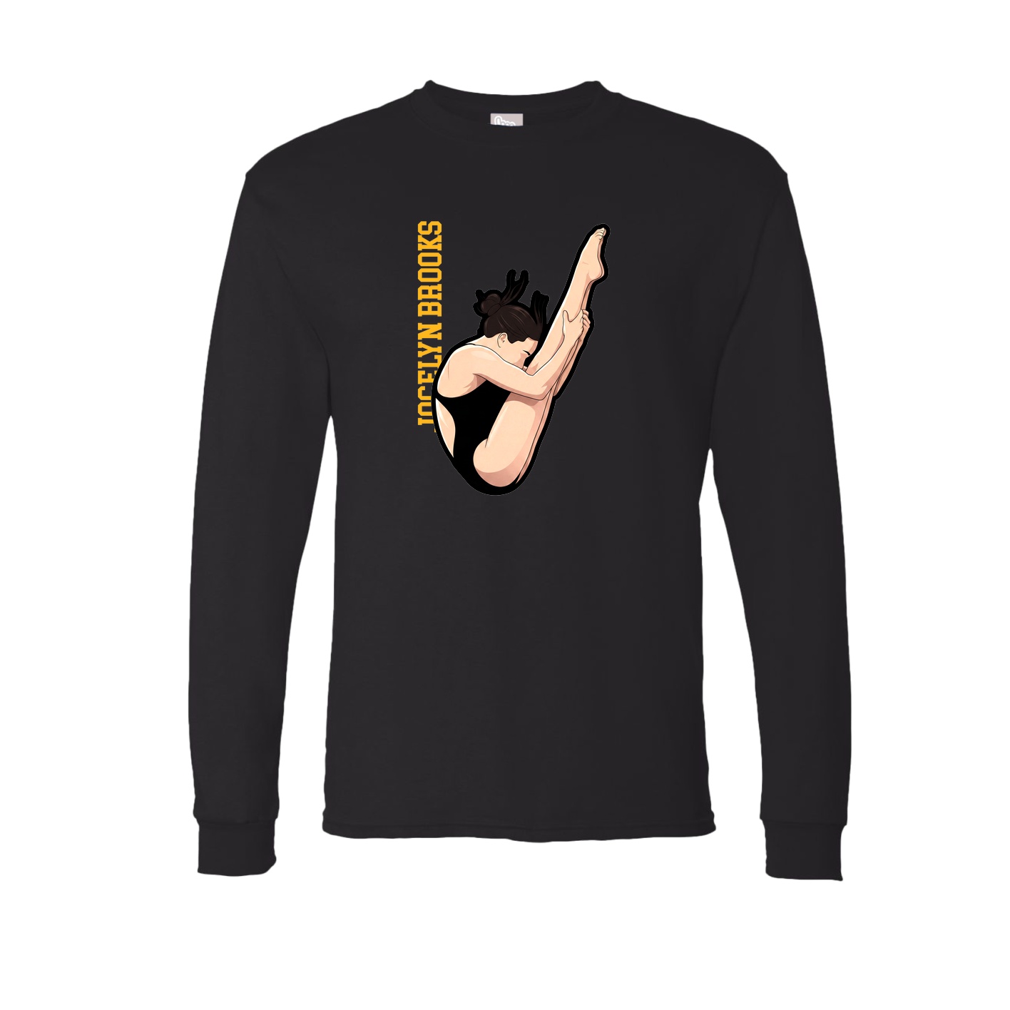 Long Sleeve Tee — Name Vertical in Black