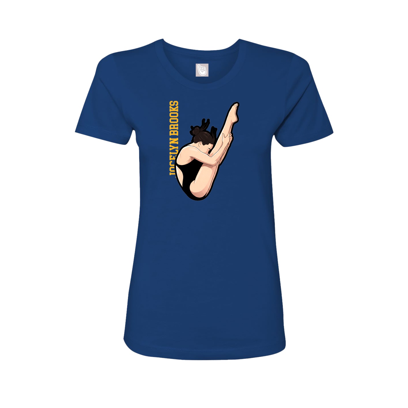 Fitted Women's Tee — Name Vertical in Royal