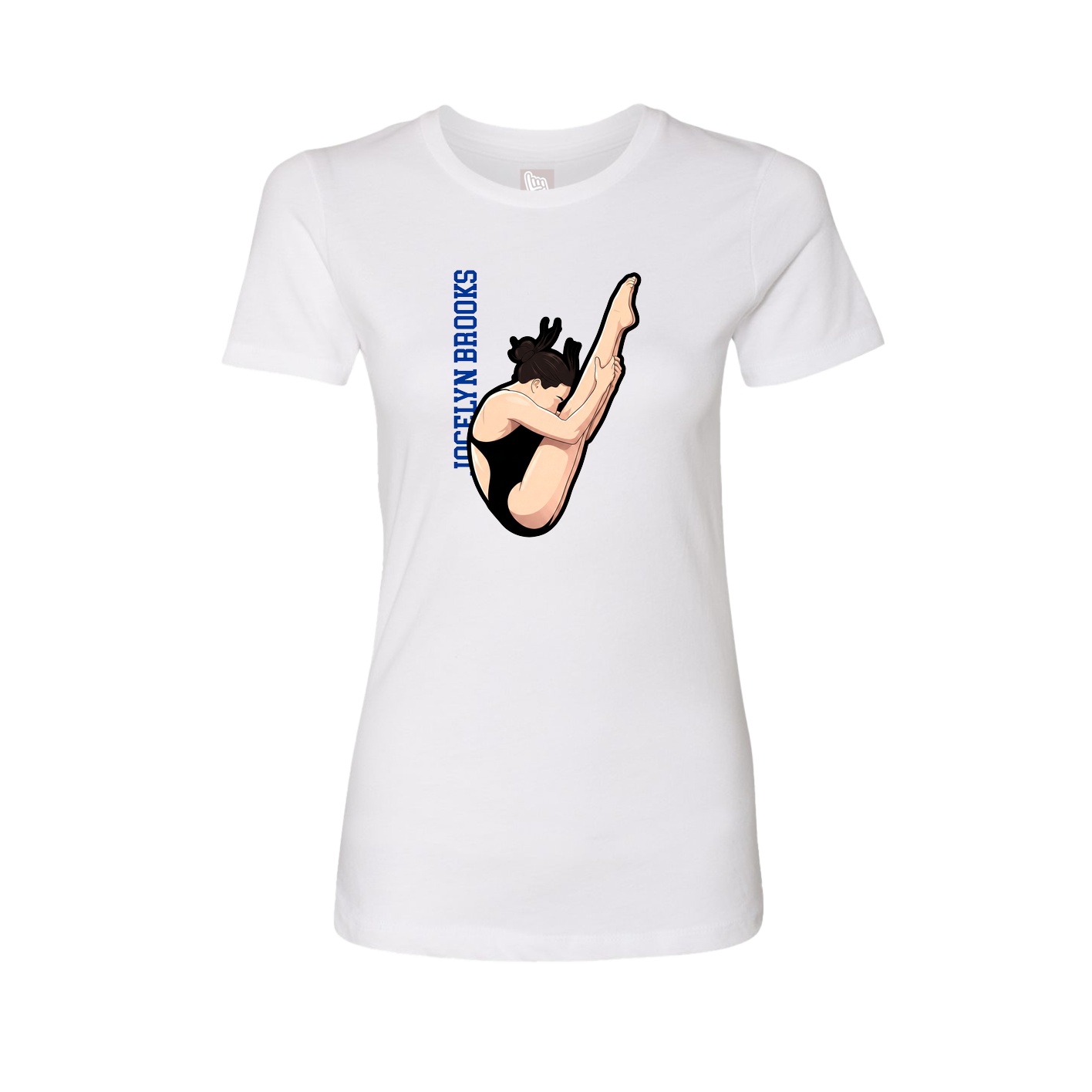 Womens Tee — Name Vertical in White