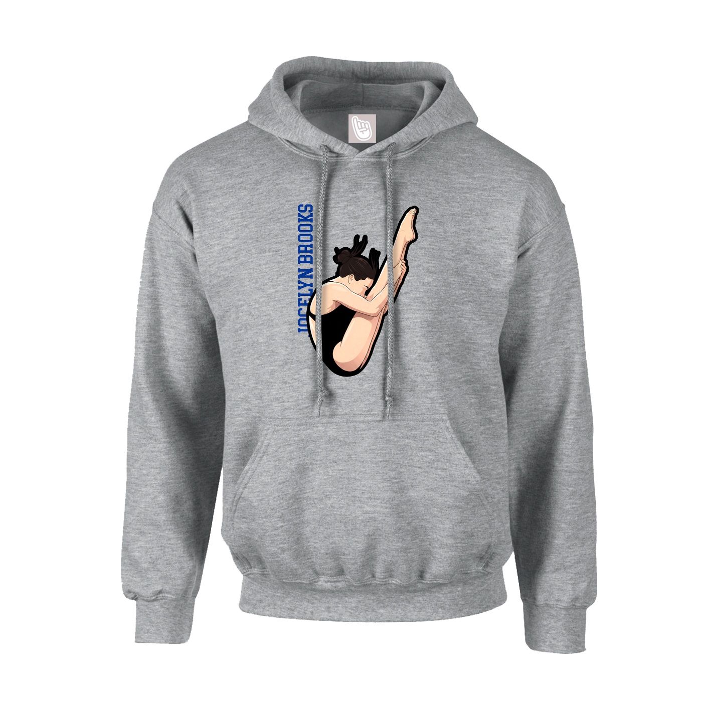 Hoodie — Name Vertical in Grey