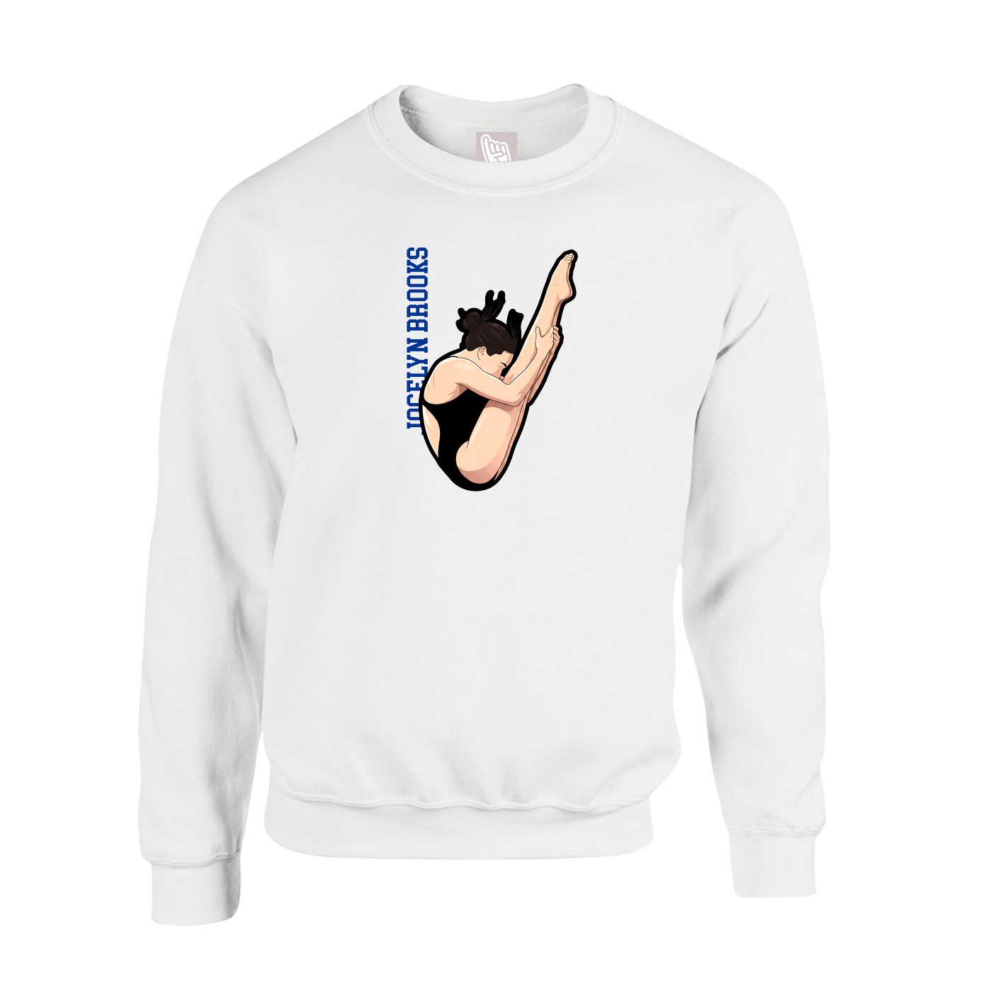 Fleece Crew — Name Vertical in White