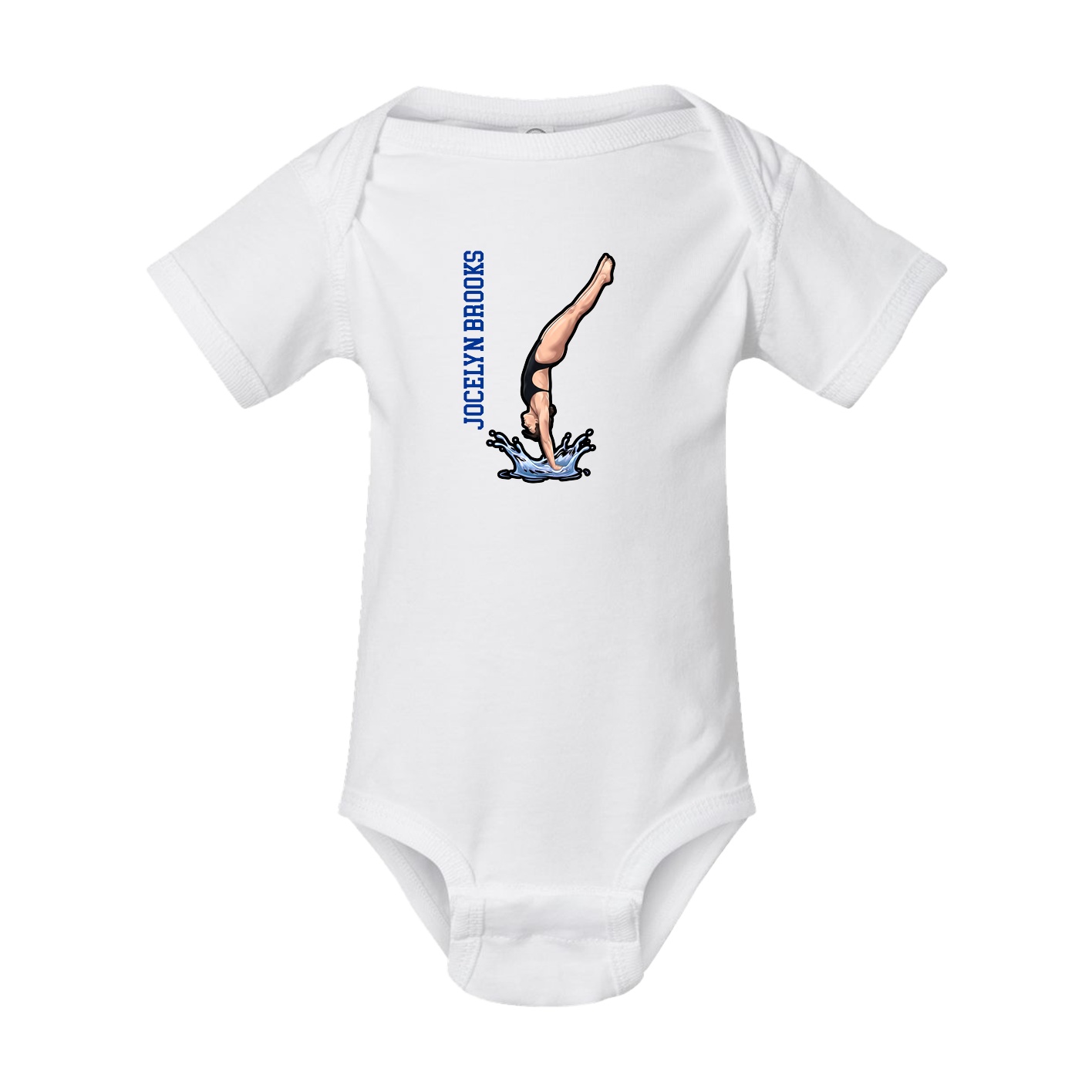 Baby Onesie — Name Vertical in White