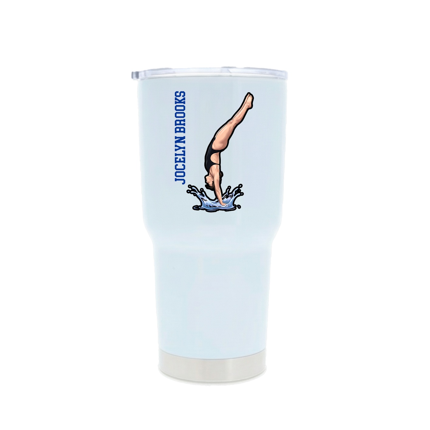30oz Stainless Steel Tumbler — Name Vertical in White