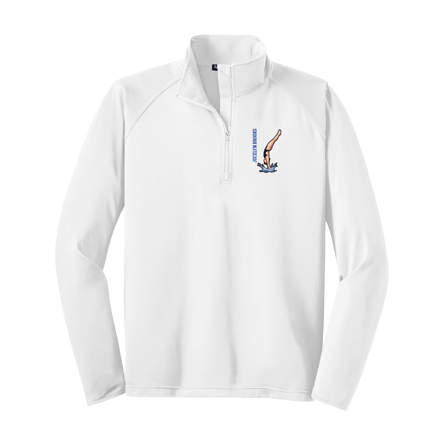 Q-Zip Pullover — Name Vertical in White