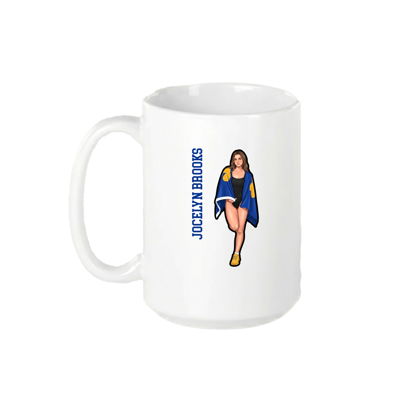 15oz Coffee Mug — Name Vertical in White