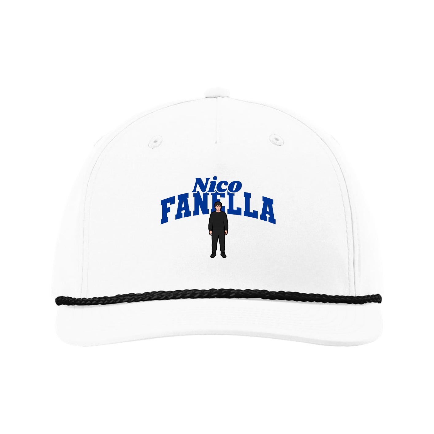 Five-Panel Classic Rope Cap — Signature Arch in White