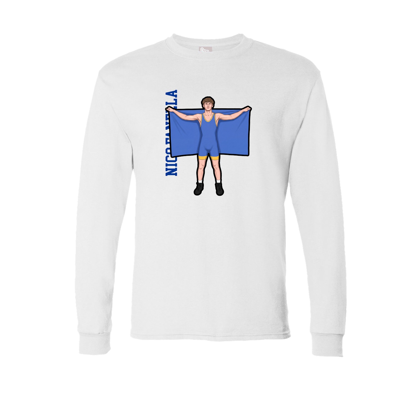 Long Sleeve Tee — Name Vertical in White