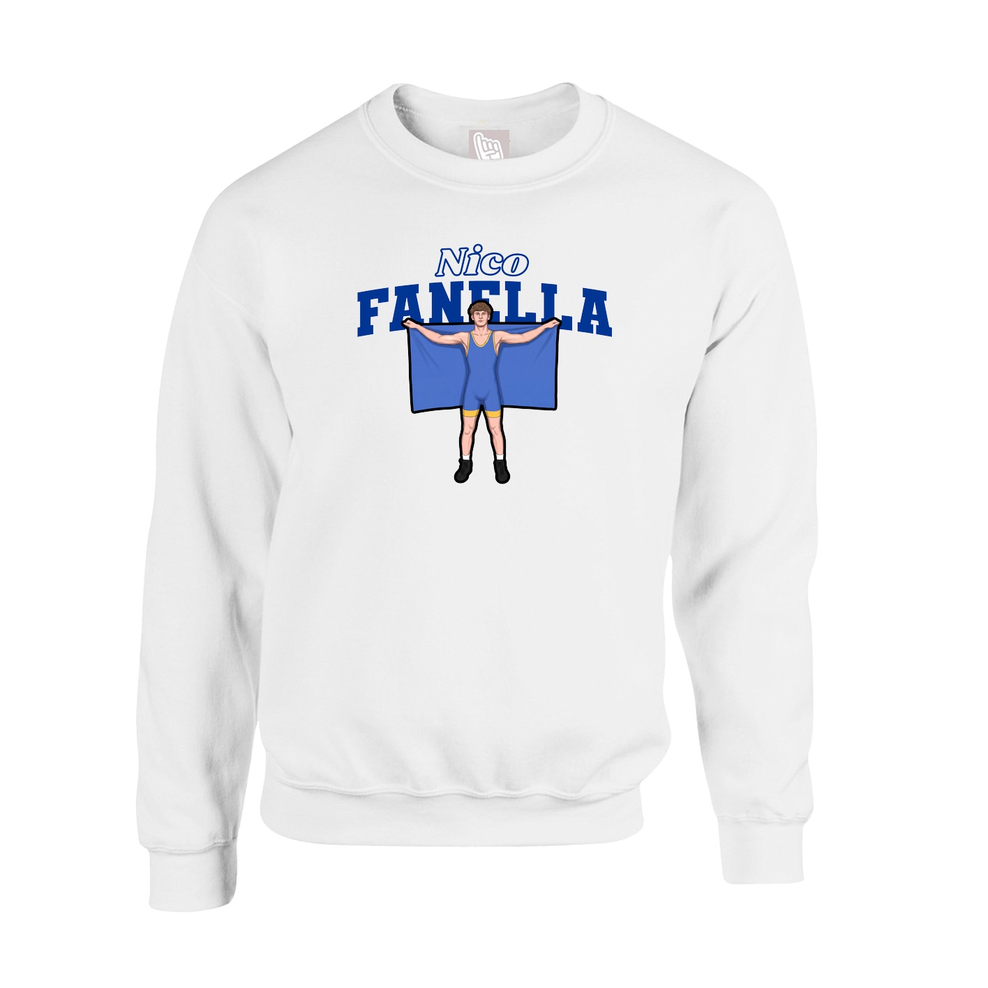 Fleece Crew — Name Arch in White