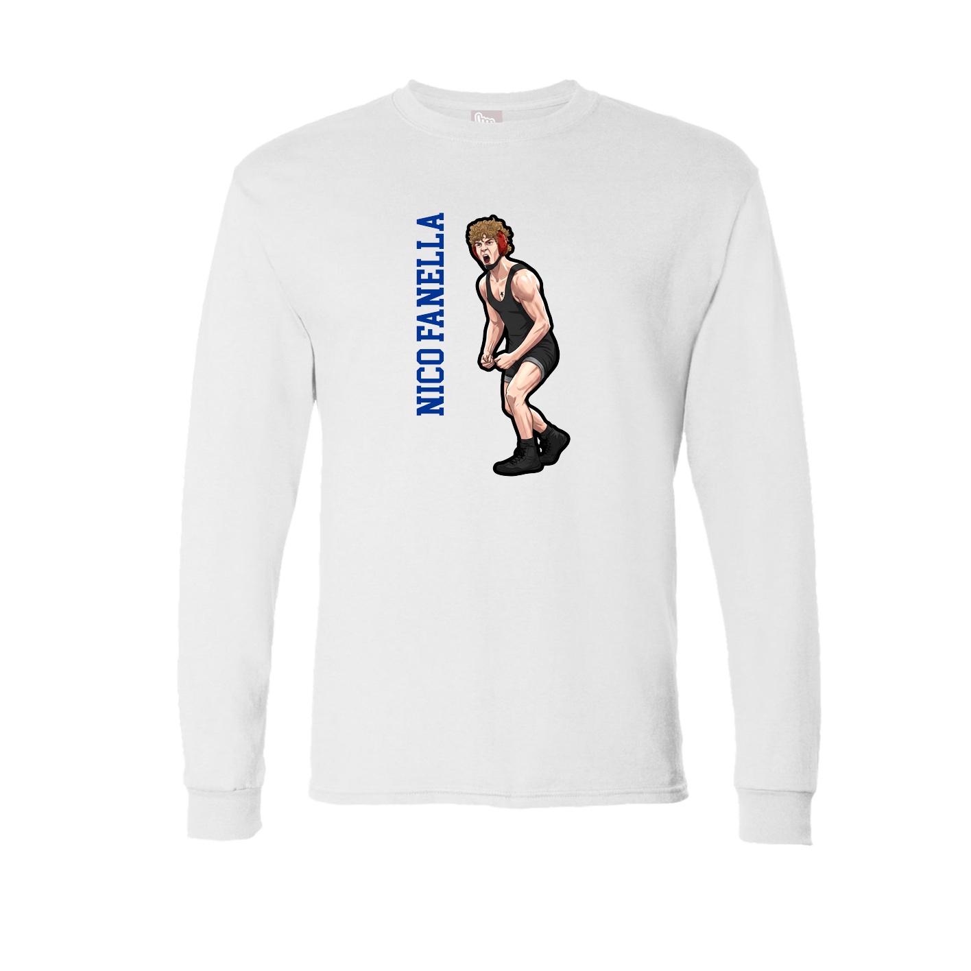 Long Sleeve Tee — Name Vertical in White