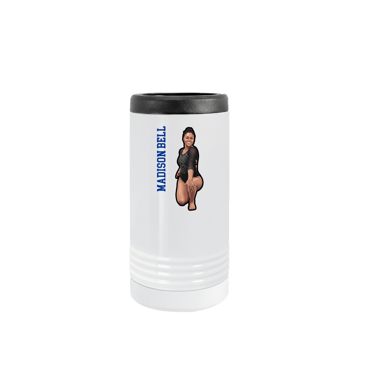 Slim Beverage Holder — Name Vertical in White