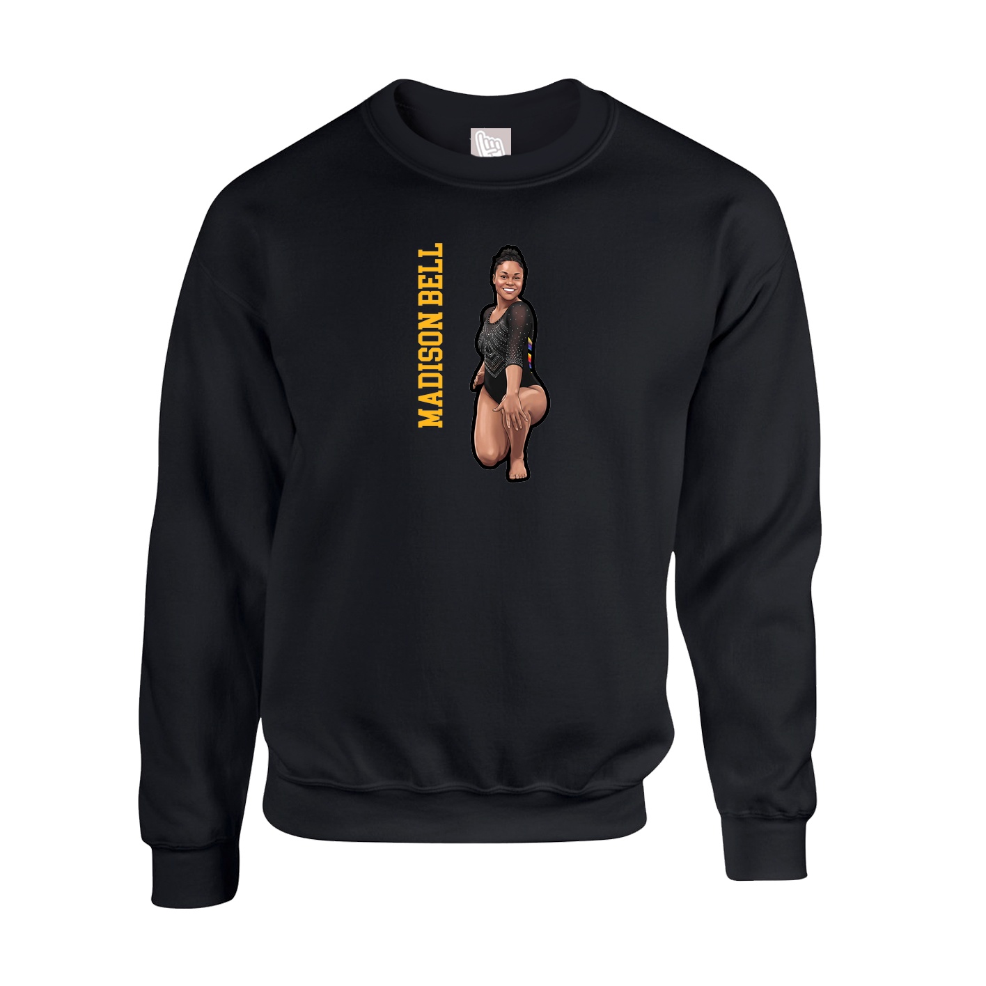 Fleece Crew — Name Vertical in Black