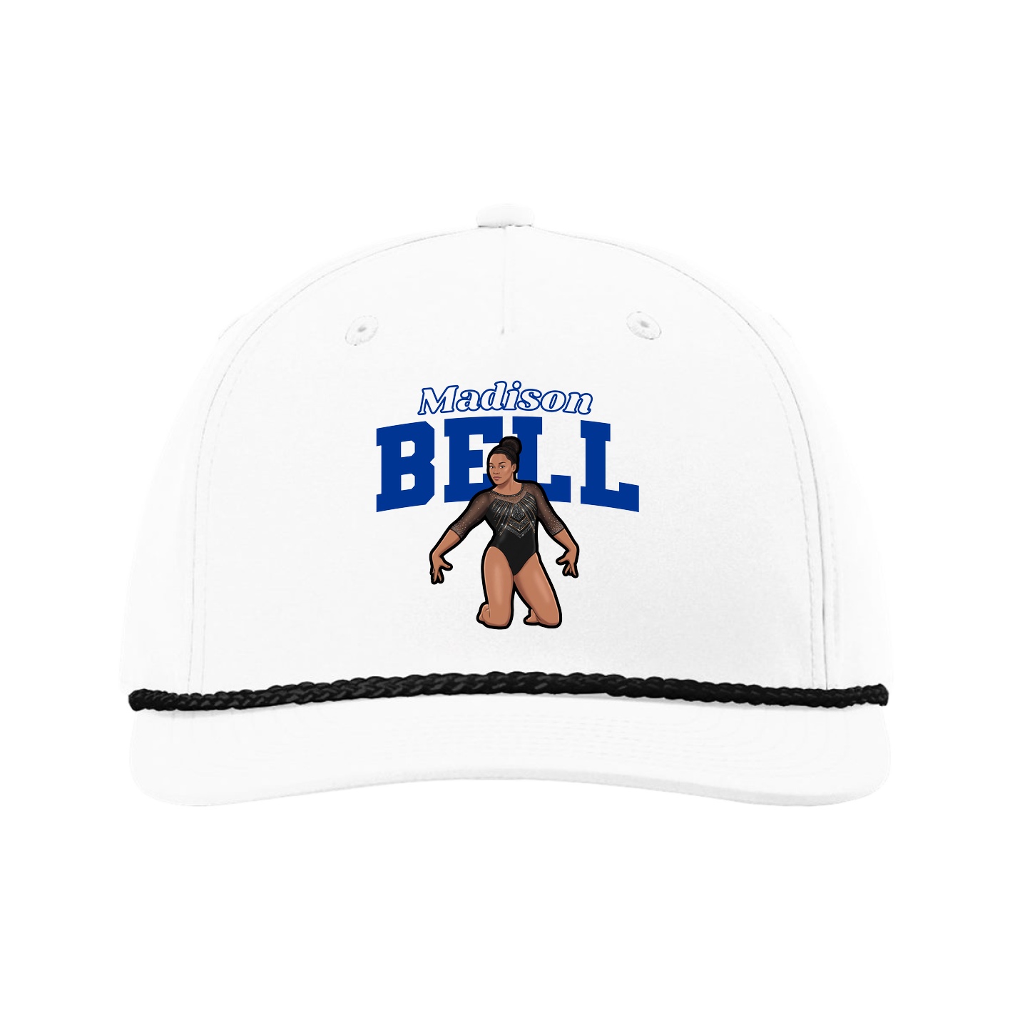 Five-Panel Classic Rope Cap — Name Arch in White