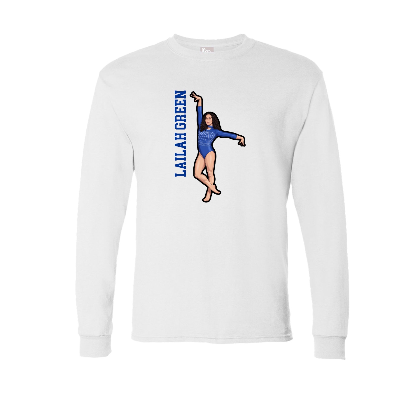 Long Sleeve Tee — Name Vertical in White