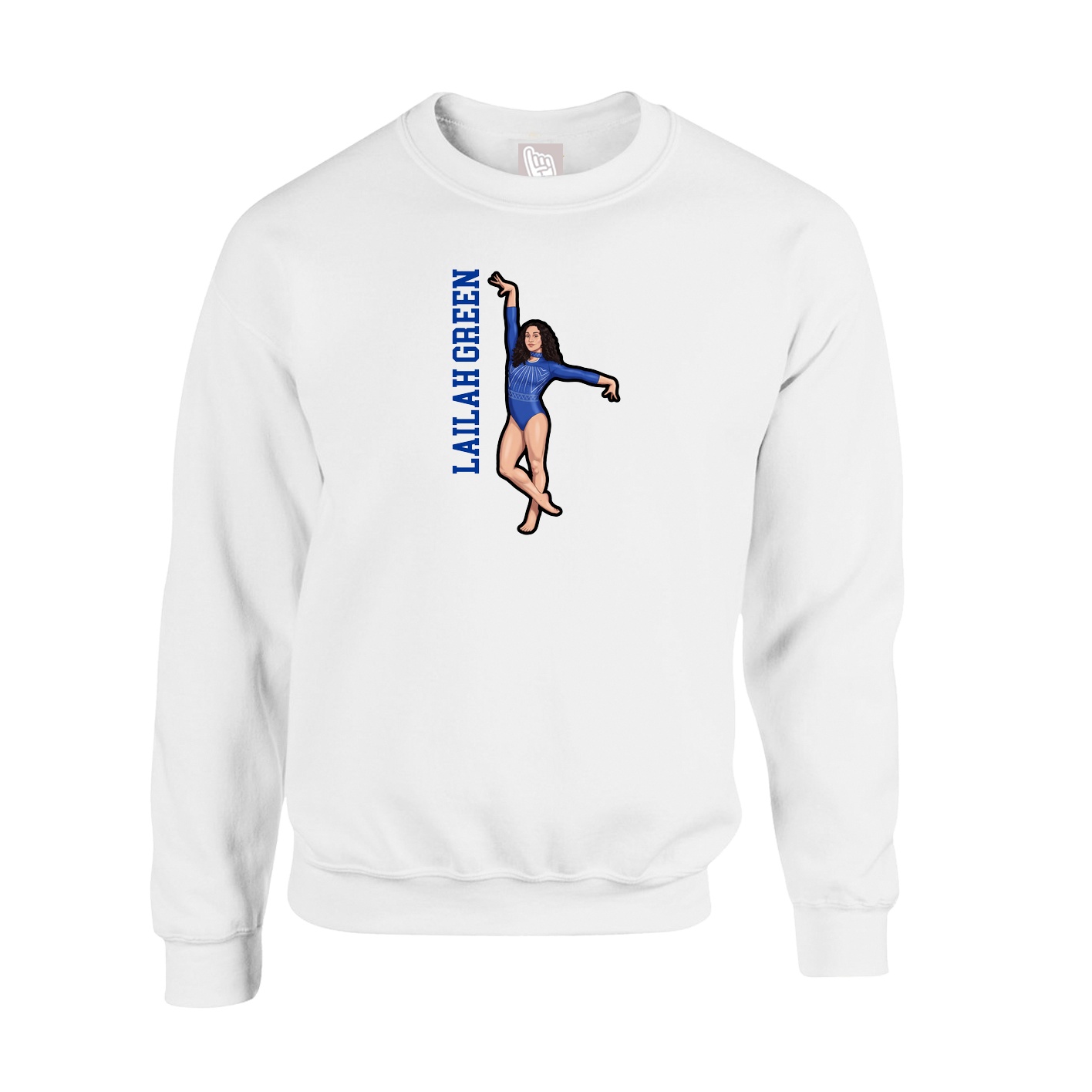 Fleece Crew — Name Vertical in White