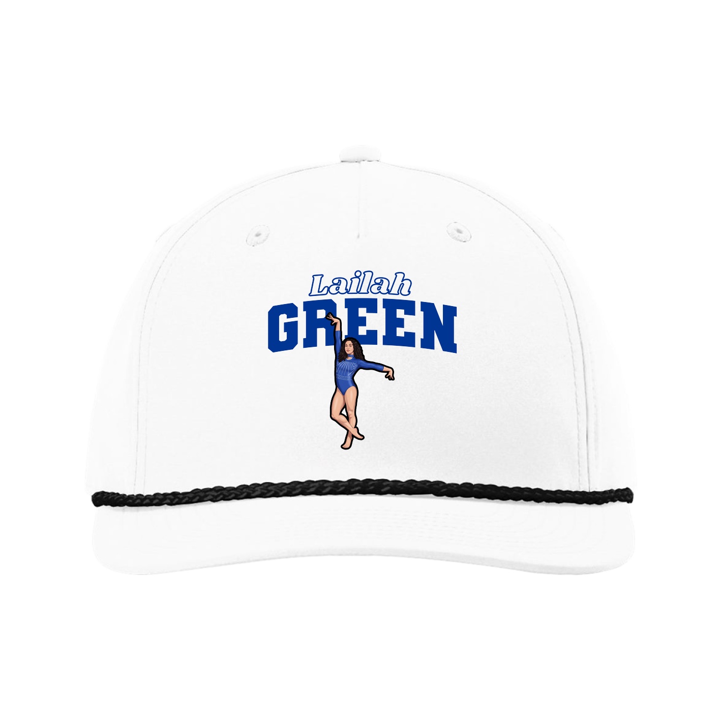 Five-Panel Classic Rope Cap — Name Arch in White