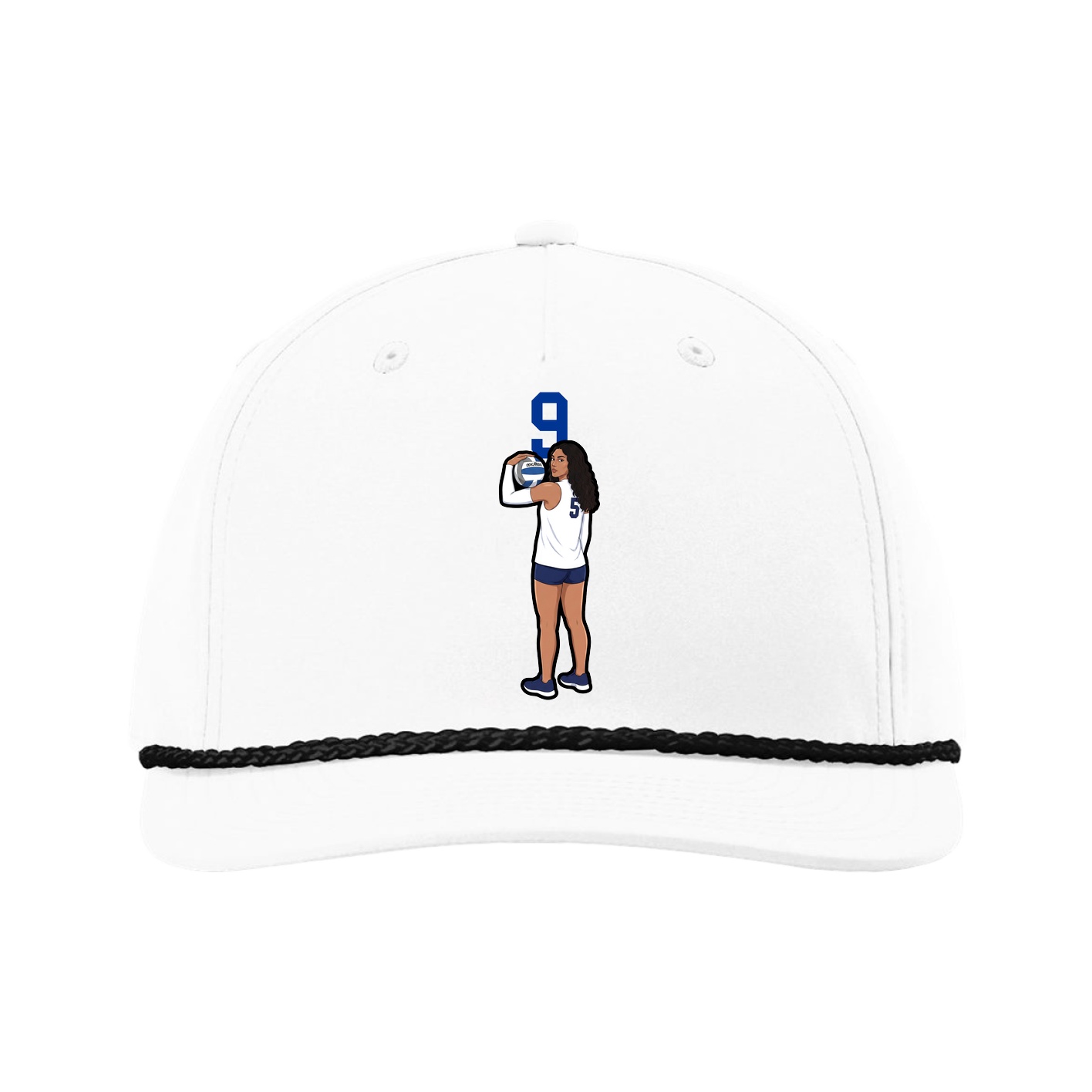 Five-Panel Classic Rope Cap — Number Top in White