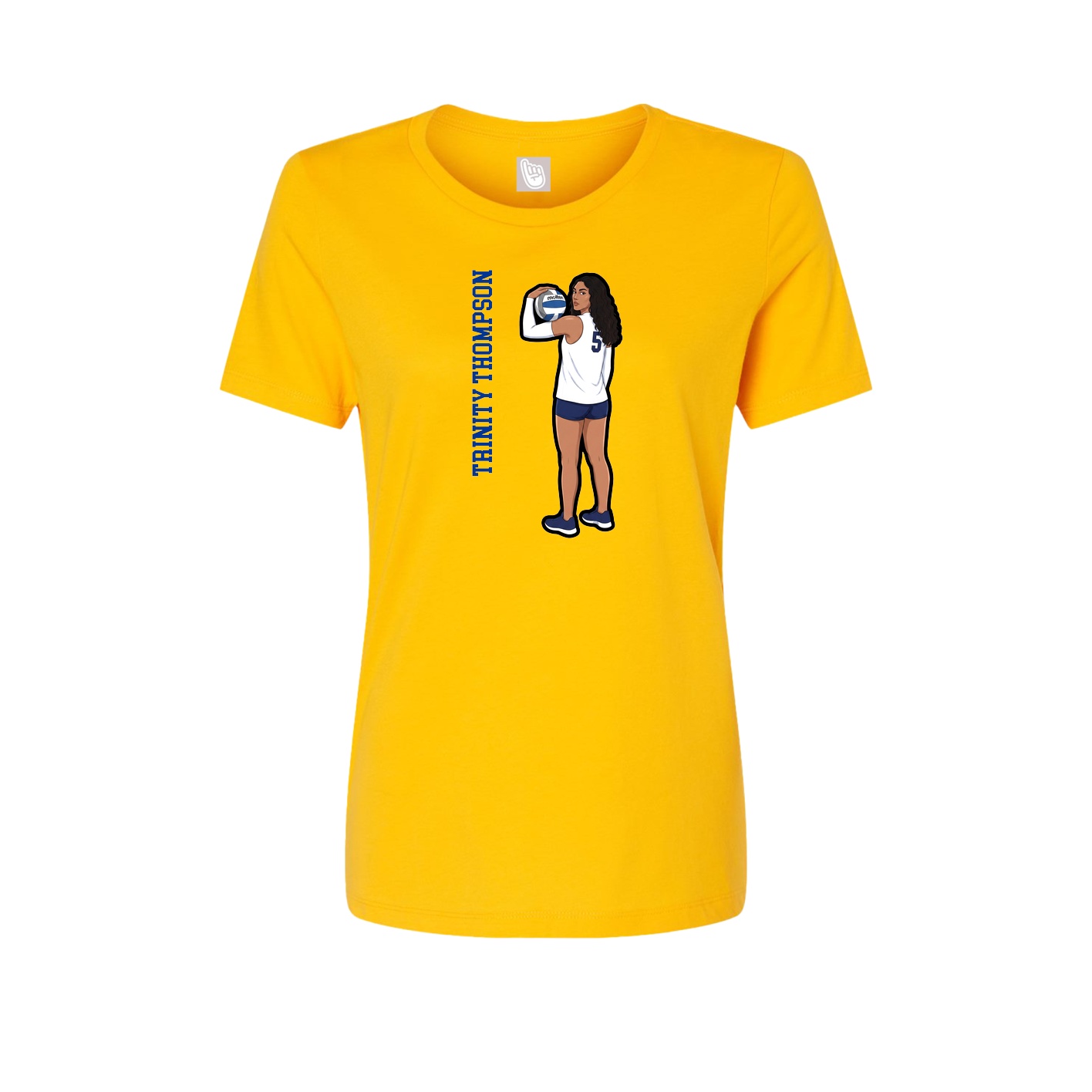 Fitted Women's Tee — Name Vertical in Gold