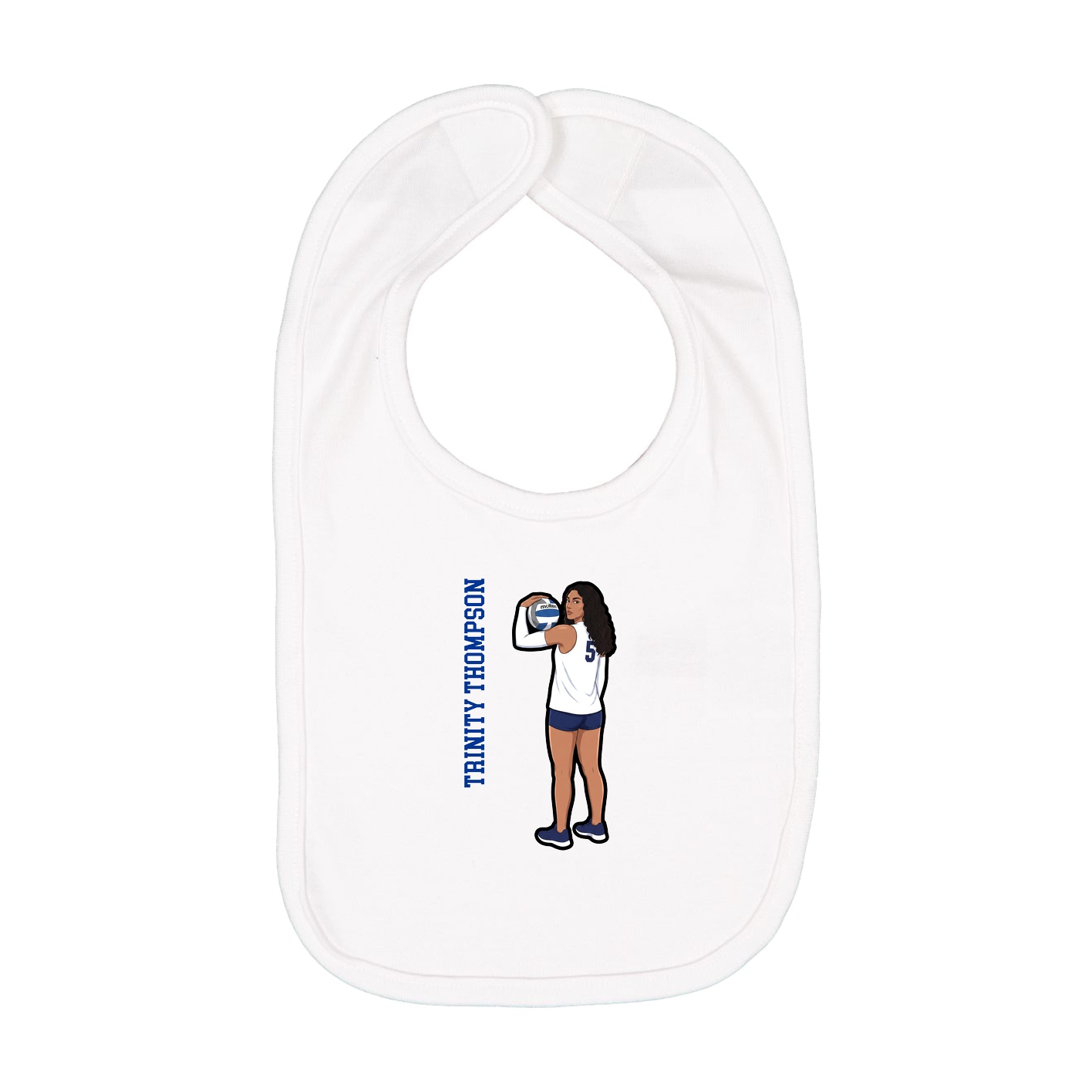 Infant Bib — Name Vertical in White