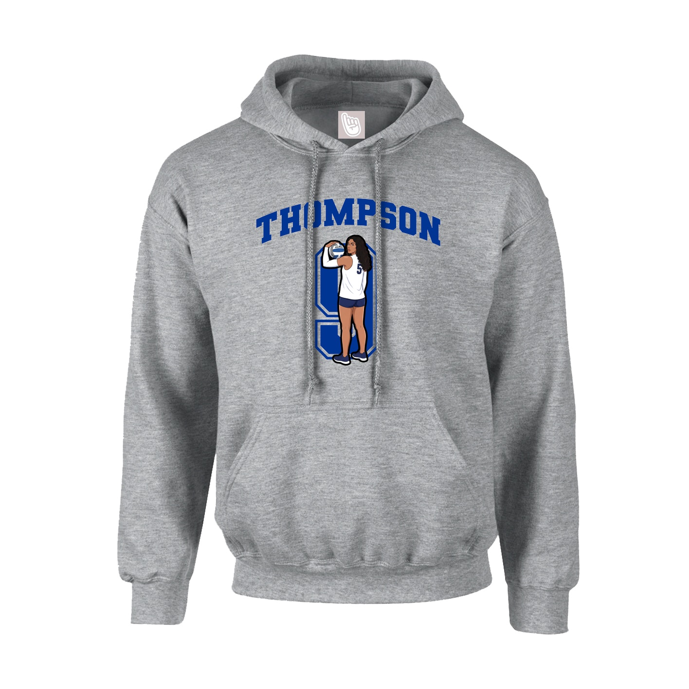 Youth Hoodie — Number in Grey
