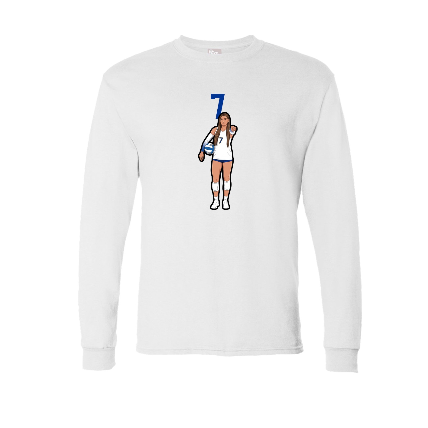 Long Sleeve Tee — Number Top in White