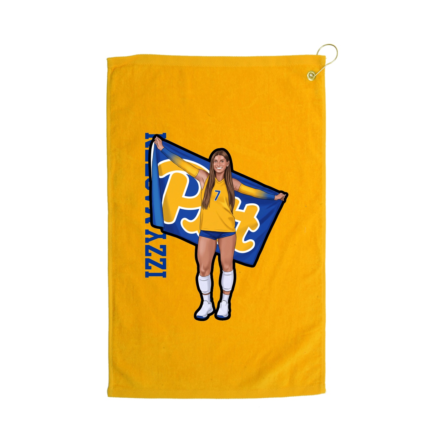Golf Towel — Name Vertical in Gold