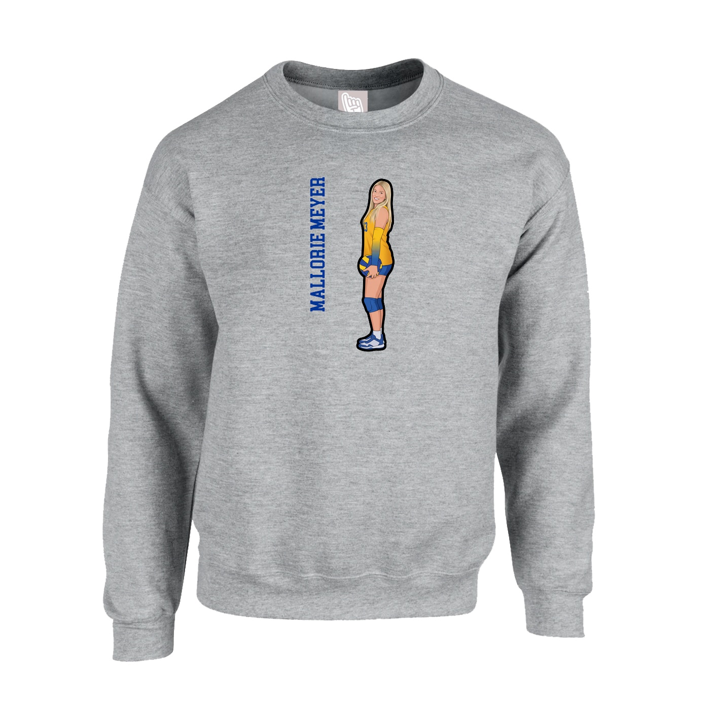 Fleece Crew — Name Vertical in Grey