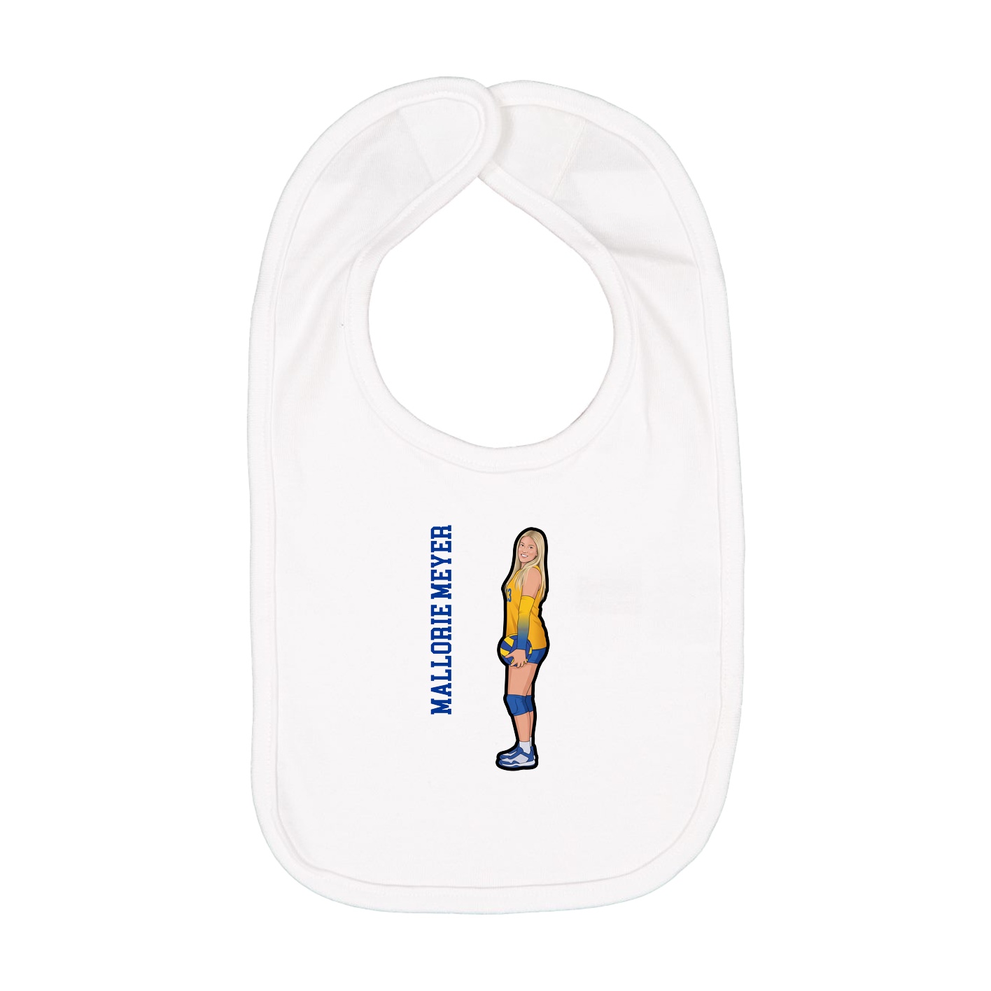 Infant Bib — Name Vertical in White