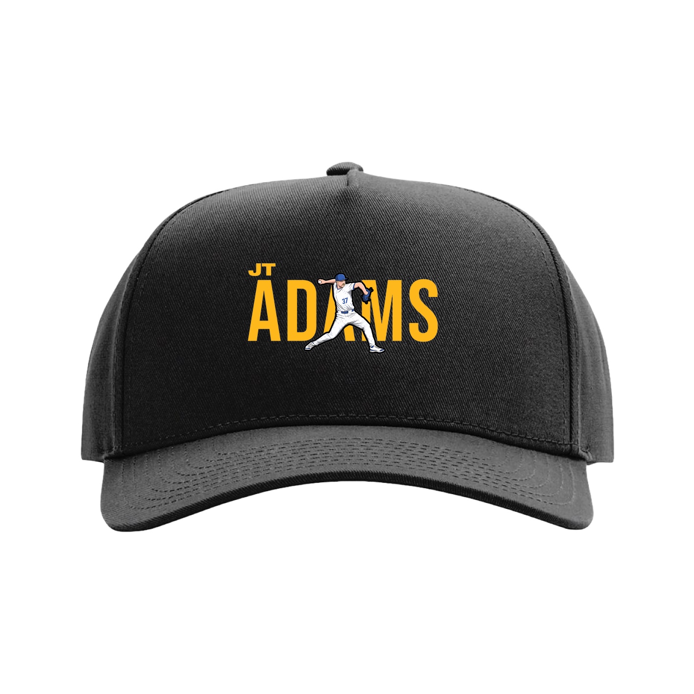 Full Fabric Five-Panel Champ Cap — Player Name in Black